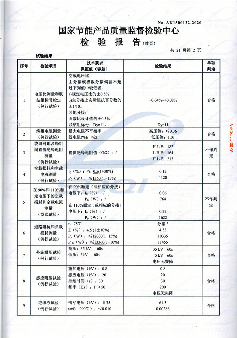 高低压试验报告-S11-1250固安固安固安油浸式变压器-2.jpg